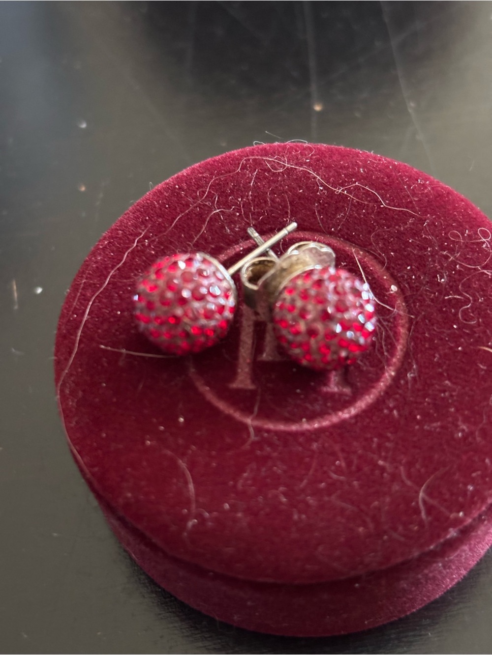 Classic Red Crystal Ball Stud Earrings for Women